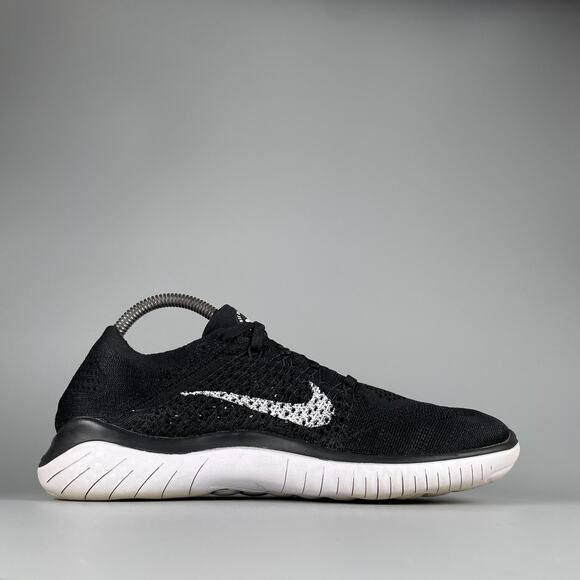 Nike Free RN Flyknit Women's Size 9.5 Black White Running Sneakers Athletic Shoe - Picture 5 of 9